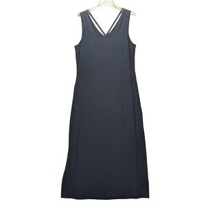 Talbots Petites Maxi Dress Black Minamilist Casual Classic Comfy Women's Large